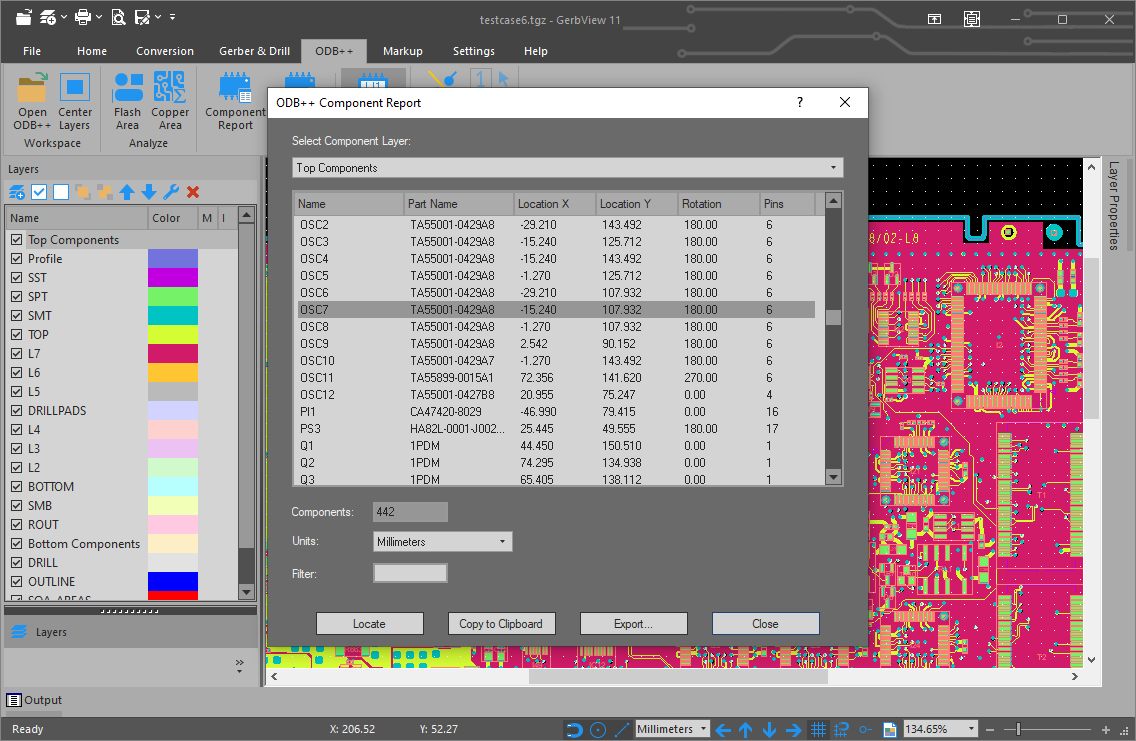 ODB++ Component Report
