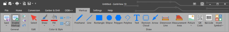 GerbView markup toolbar
